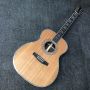 Custom OM AAAAA All Solid cedar Wood Solid Back Side Abalone Binding Acoustic Guitar with Pickguard and Silver Tuner