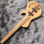 Custom Flamed Maple Top Neck Through Body 6 Strings 24 Frets Active Pickup Electric Bass Gu with 940mm Scale Lengthen