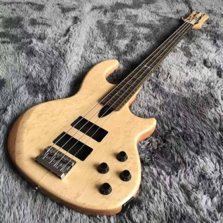 Custom 4 Strings G-WAL Style Electric Guitar Bass in Natural Color