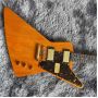 Custom Reissue Natural Explorer Electric Guitar with Gold Hardware and Leopard Pickguard