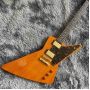 Custom Reissue Natural Explorer Electric Guitar with Gold Hardware and Leopard Pickguard