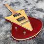 Custom Lefty Handed Flamed Maple Top Electric Guitar in Red Color