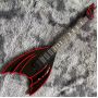 Custom Electric Guitar with Black Red Stripe Customizable Shape and Logo