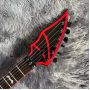 Custom Electric Guitar with Black Red Stripe Customizable Shape and Logo