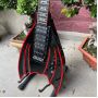 Custom Irregular Grand Electric Guitar with Black Red Stripe Color Customizable Shape and Logo