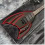 Custom Irregular Grand Electric Guitar with Black Red Stripe Color Customizable Shape and Logo