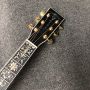 Custom Round Body 41 Inch Solid KOA Wood Abalone Binding Life Tree Inlay Umbrella Logo Acoustic Guitar 45mm Nut Width