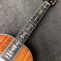 Custom Round Body 39 Inch OOO Solid KOA Wood Abalone Binding Life Tree Inlay Umbrella Logo Acoustic Guitar 45mm Nut Width