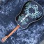 Custom Handmade Aaaaa All Solid Rosewood Wood Yellow Painting Folk Acoustic Guitar Dreadnought Super Deluxe Superior D100 Guitar 550a Soundhole Pickup