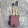 Custom Double Neck 12+6 Strings Electric Guitar Body with Pattern Black Hardware and EMG Pickup