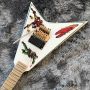 Custom Irregular Special Shape V Body Electric Guitar in White Accept Customized Guitar Bass Order