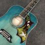 Custom Flamed Maple Back Side Deluxe AAAA All Solid DOVE Acoustic Guitar Birds in flight Viper Blue Green 12 Strings Dreadnought Guitar 