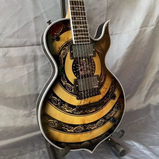 Custom Zakk Wylde Audio Odin Grail Style Electric Guitar with Viking Totem bullseye and runes fret markers