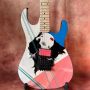 Custom Grand B.C. R Gunslinger 1988 Peach/Nude/Green Hand Painting B.C R Electric Guitar with Fret Binding