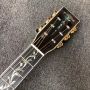 Custom Solid Rosewood Back Side Abalone Binding Slotted Headstock Acoustic Guitar in Yellow Painting