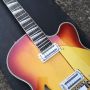 Custom Ricken 370 Electric Herringbone Fishbone Binding Guitar Chrome Hardware Hollow Electric Guitar with 3pcs Neck in Sunset Color 