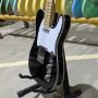 Custom Maple Fingerboard Tele Electric Guitar in Black Color with White Double Binding and Chrome Hardware