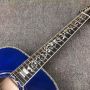 Custom 12 Strings 43 Inch Jumbo Flamed Maple Back Side Acoustic Guitar in Blue Color