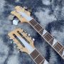 Custom double headstock 12+4 strings electric guitar bass Chrome Hardware