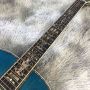 Custom 40 inch OM series solid wood polished glossy paint finish all abalone black finger acoustic guitar