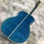 Custom 40 inch OM series solid wood polished glossy paint finish all abalone black finger acoustic guitar
