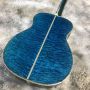 Custom 40 inch OM series solid wood polished glossy paint finish all abalone black finger acoustic guitar