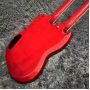 Custom 12+6 strings SG electric guitar double neck in red color