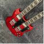 Custom 12+6 strings SG electric guitar double neck in red color