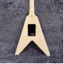 Custom Flying-V Style Electric Guitar with Cream Yellow Color Rosewood Fingerboard Golden Hardware Floyd Rose Tremolo Bridge