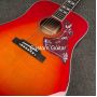 Custom 1960 Hummingbird Style Acoustic Guitar With Fixed Bridge Honey Burst Red Tortoised Pickguard All Solid Spruce Board Dove Guitar