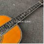 Custom OOO Body Yellow Painting Solid Rosewood Back Side Acoustic Guitar Bone Nut 43~48mm Nut Width
