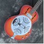 2023 Top Quality Metal Top Double F Top Red Back 6 Strings Dobro Resonator Steel Electric Guitar 