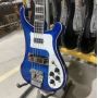 Custom Ricken 4003 Bass Electric Guitar in Transparent Blue Color with Chrome Hardware 