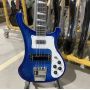 Custom Ricken 4003 Bass Electric Guitar in Transparent Blue Color with Chrome Hardware 