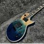 Custom Burl Maple Top ESP Electric Guitar in Ocean Blue Sunburst Color