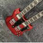 Custom 12/6 Strings 1275 Double Neck GSG Electric Guitar in Aged Wine Red
