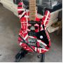Custom EVH Edward Eddie Van Halen Heavy Relic Red Franken Electric Guitar Black White Stripes Tremolo Bridge Slanted Pickup