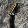 Custom JackSon style V shape ebony fingerboard single bridge pickup gold hardware electric guitar in black color