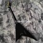 Custom JackSon style V shape ebony fingerboard single bridge pickup gold hardware electric guitar in black color
