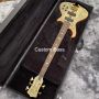 Custom Alembic Mark King Style 5 Omega Cut Bottom Body Electric Bass with Ebony Fingerboard Factory Burst Maple Top Neck Through