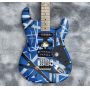 Custom Edward Eddie Van Halen Heavy Relic blue Franken 5150 Electric Guitar Black White Stripes Floyd Rose Tremolo Bridge Slanted Pickup