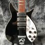 Custom Rickenback 350 Style Herringbone Binding Electric Guitar in Black Color