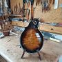Custom 8 Strings F Style Mandolin with Ebony Fretboard Solid Spruce Solid Flamed Maple F Back Side Mandolin