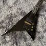 Custom Jackson Style V Shape Ebony Fingerboard Single Bridge Pickup Gold Hardware Electric Guitar Black Glossing with Active Pickup