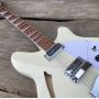 Custom 12 String Semi Hollow Body Electric Guitar, Cream White Color, Trapeze Tailpiece