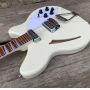 Custom 12 String Semi Hollow Body Electric Guitar, Cream White Color, Trapeze Tailpiece