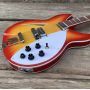 Custom 12 Strings Semi hollow body Electric Guitar, 360 Electric Guitar with mini Humbucker Pickups, Cherry Burst Color Guitar, Double Input Jacks
