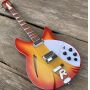 Custom 12 Strings Semi hollow body Electric Guitar, 360 Electric Guitar with mini Humbucker Pickups, Cherry Burst Color Guitar, Double Input Jacks