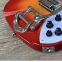 Custom 325 Cherry Burst Ricken Style Electric Guitar, Tremolo System Bridge, F-hole Semi Hollow Body, 3 Mini Humbucker Pickups, 20.75