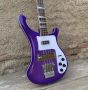 Custom Rickenback Style 4003 Electric Bass Guitar, Transparent Purple, Basswood Body, Maple Neck, Upgrade Adjustable Bridge Available